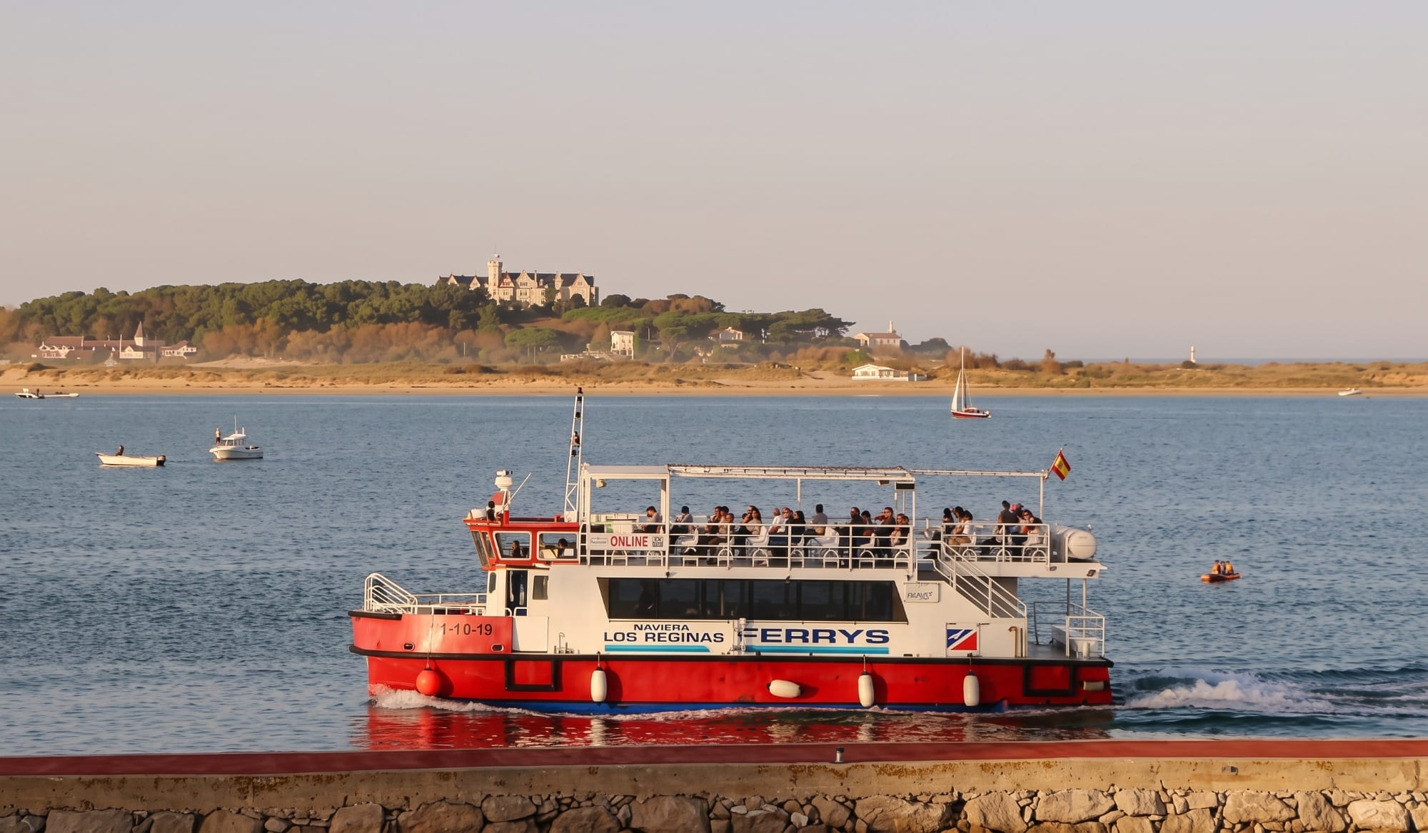 The Somo ferry crossing the bay of Santander towards the Palacete del Embarcadero