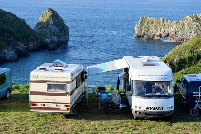 Parking area for camper vans and motorhomes next to the beach access.