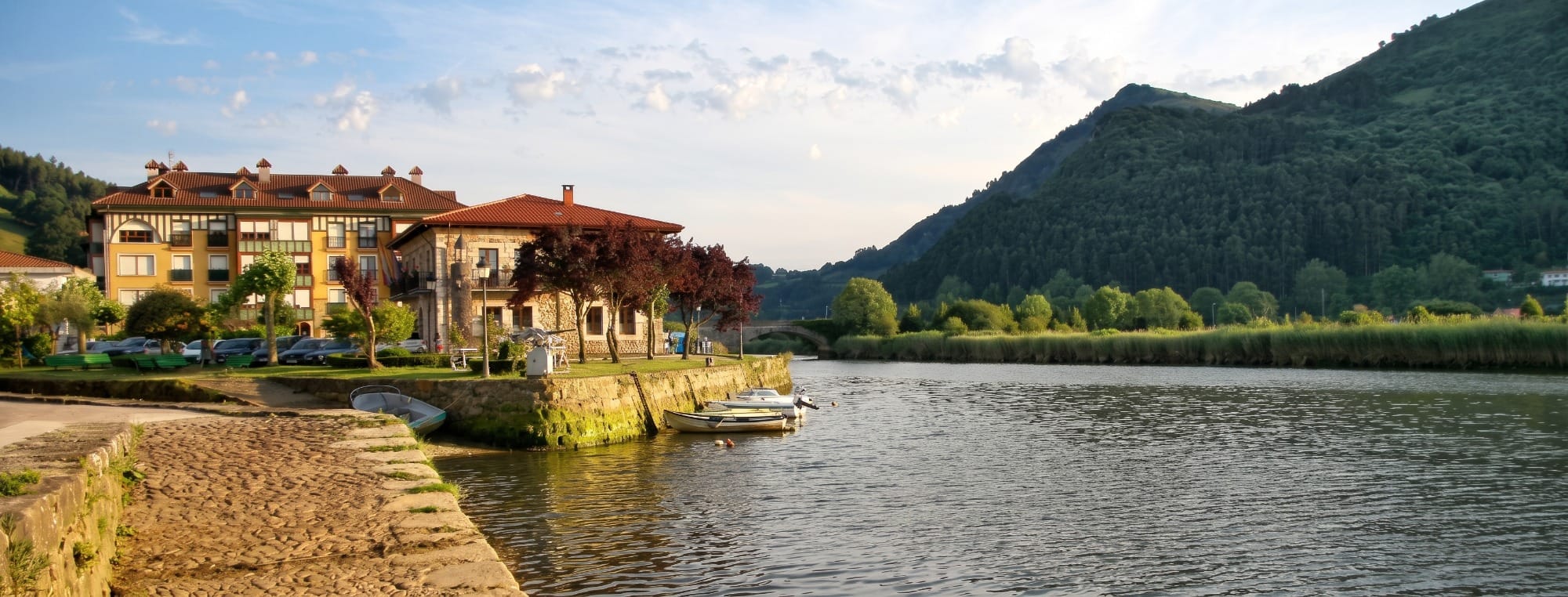 Ría del Asón y marismas con aves en la desembocadura a la altura de Colindres