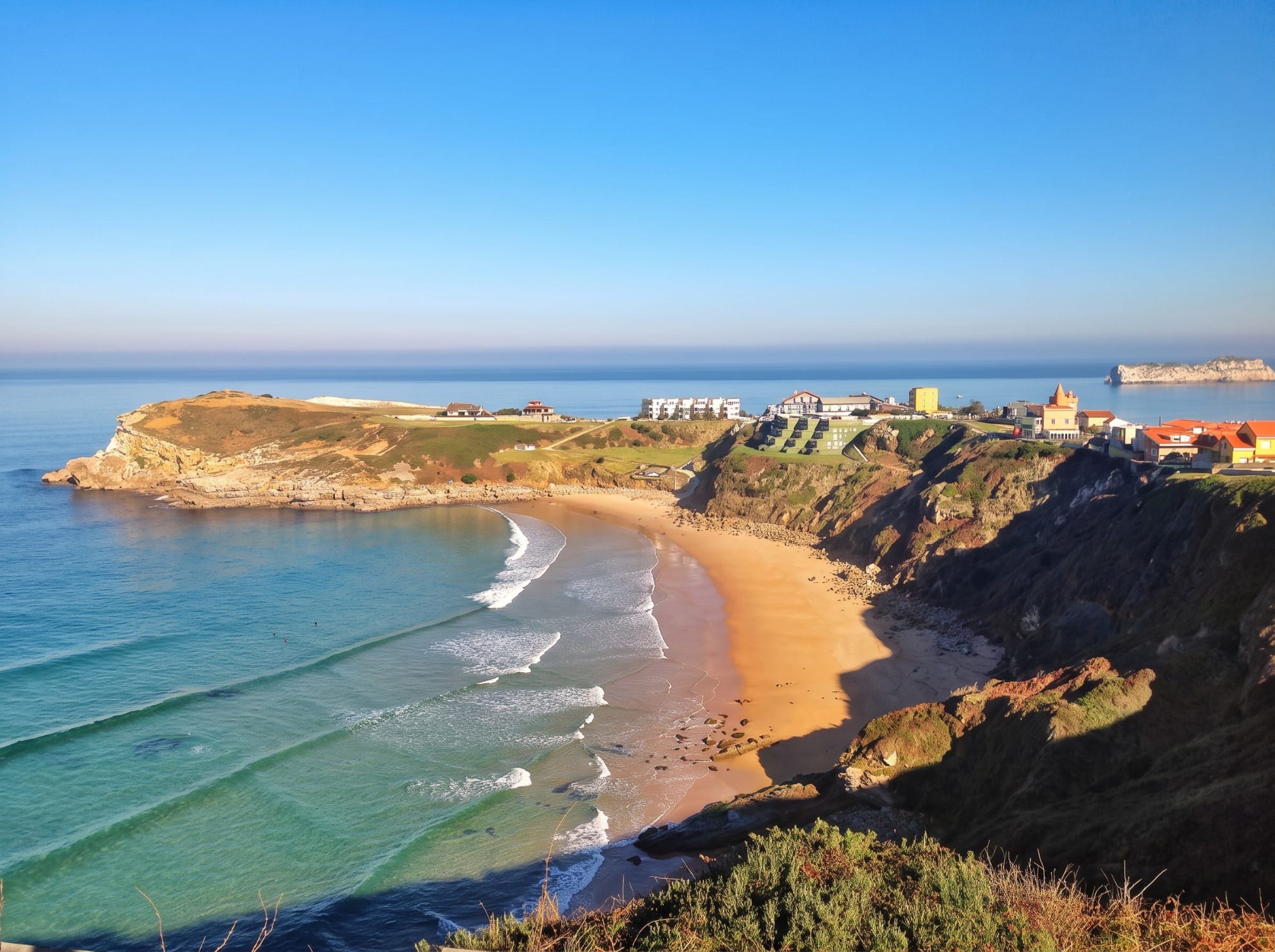 Los Locos beach in Suances seen from above at low tide